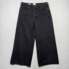 Universal Thread Mid-Rise Super Wide-Leg Jeans Women 14R Black Fit Button Fly