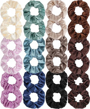 24 Pcs Satin Silk Scrunchies Soft Hair Ties for Women Girls, Thick Elastic P