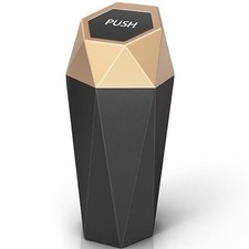 Cup Holder Trash Can, Trash Can with Lid, Mini Portabl Size: 1 PackColor: Gold