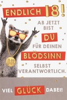18. Geburtstag Unverpackte GlüCkwunschkarte Mit Umschlag VolljäHrigkeit ErdmäNnc