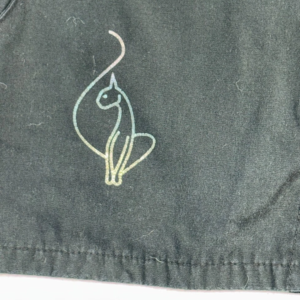 Baby Phat Women Scrub Top Size XL Black Bling It On! V-Neck  Studded Vintage - Image 3 of 4