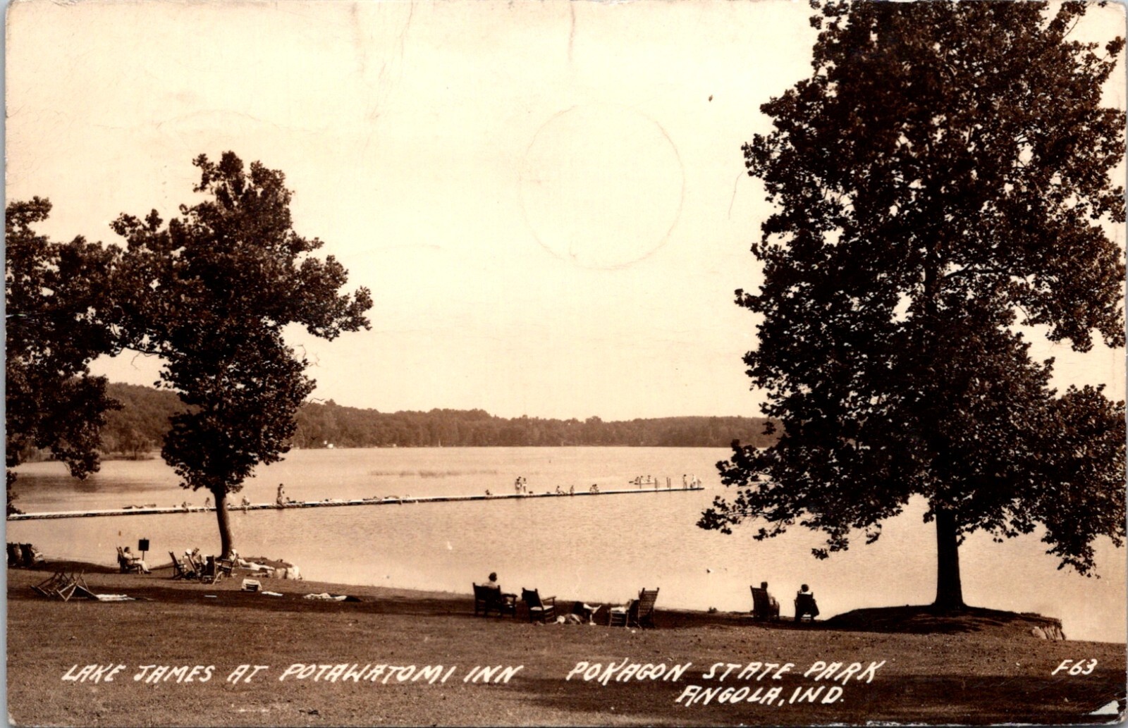 Angola Indiana Pokagon State Park Lake James Potawatomi Inn RPPC Postcard  24013