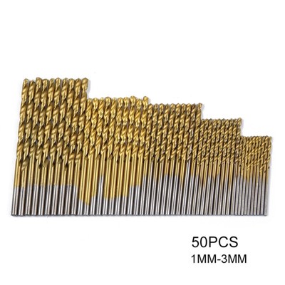 50pcs Drill Bit Set Titanium Coated HSS High Speed Steel Hex Shank Quick Change