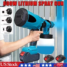High Pressure Cordless Paint Sprayer Electric HVLP Spray Gun With 2 Batteries