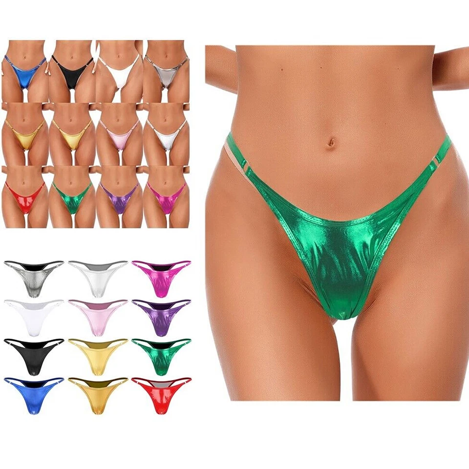 Glänzender Metallic-Tanga Für Damen Mikro-Tanga T-Rücken Höschen Unterwäsche ， - Bild 2 von 4