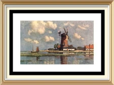 Original c1929 Vintage Lithograph Print Landscape WINDMILL by ARNOLD PRIESTMAN