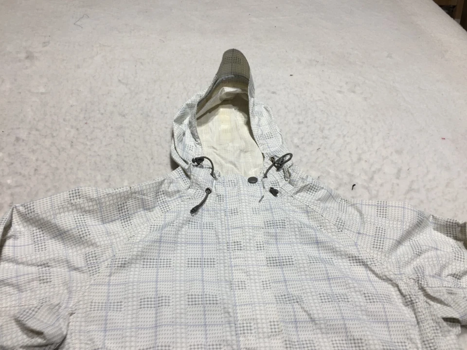 Белый Sierra Packable дождевик женщин S маленький белый серый чек полный молнии капюшон - Изображение 3 из 4