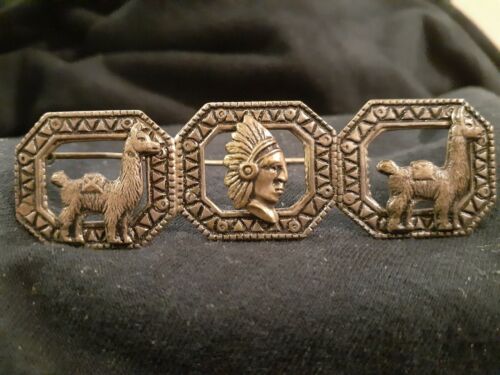 VINTAGE SILVER LLAMAS WITH INDIAN IN FEATHERED HE… - image 1
