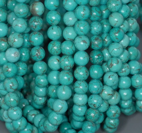 8 MM TÜRKIS HOWLITH EDELSTEIN RUND LOSE PERLEN 15,5 ZOLL - Bild 3 von 4