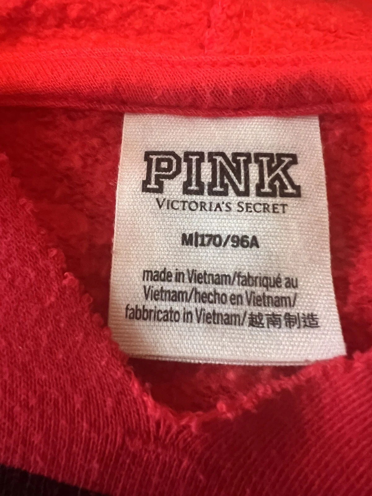 UNDERCOVER Felpa con cappuccio Victoria's Secret ROSA da donna rossa collo a V split collo taglia M