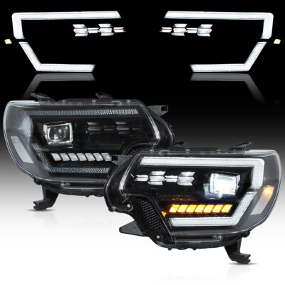VLAND Pair LED Projector Headlights For Toyota Tacoma 2012-2015 W/Sequential