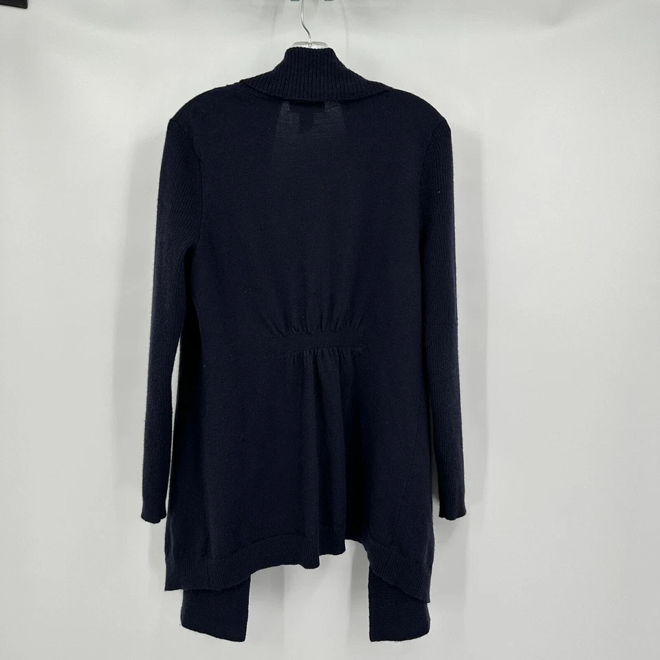 Valerie Bertinelli Womens Merino Wool Open Front Cardigan Size M Navy Lagom - Image 2 of 4