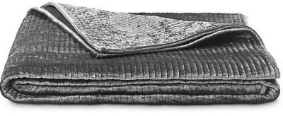 Hudson Park Textured Velvet King Coverlet Carbon New