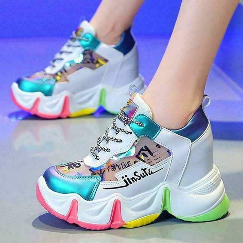 rainbow wedge sneakers