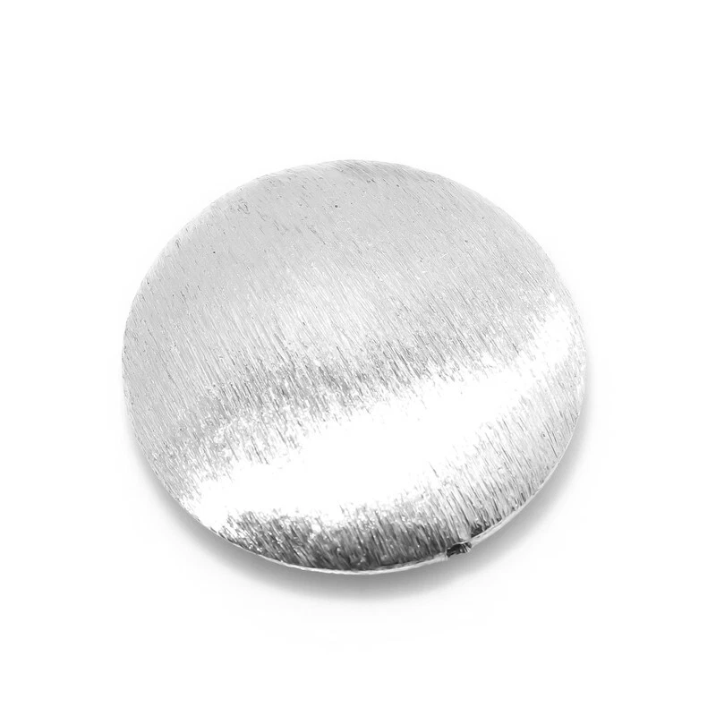 1 Pcs 30X9mm Flat Puff Brushed Bead Sterling Silver Plated Jewelry Making - Image 3 of 4