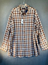 Roundtree  Yorke Shirt Men's 4XT Brown Plaid Portuguese Flannel Button Down NEW