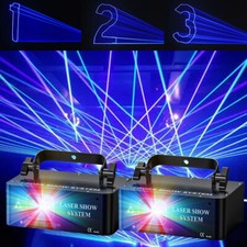 2stk RGB Laser Projektor Strobe Beam Lichteffekt LED Disco Bühnenlicht DMX Party
