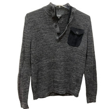 L Express Sweater 1/4 zip /Button Pocket Size Large Gray Black Heather