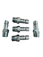 Quick Connect Hose Coupling: G Style Plug,1/2" MNPT, 5 Pack 3/8"-18 Thread Size