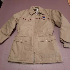 Swingster Jacques Jacket Cinch Waist Men Small Beige Front Pocket Mid Length