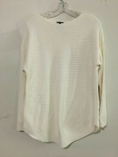 Talbots Lambswool Ivory Cream Boat Neck Ribbed Knit Petite Size LP Women Sweater