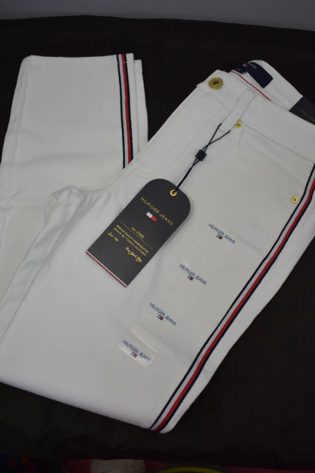 Tommy Hilfiger Women's Essential Cropped Stripe Jean White  sz 2 NWT image 5