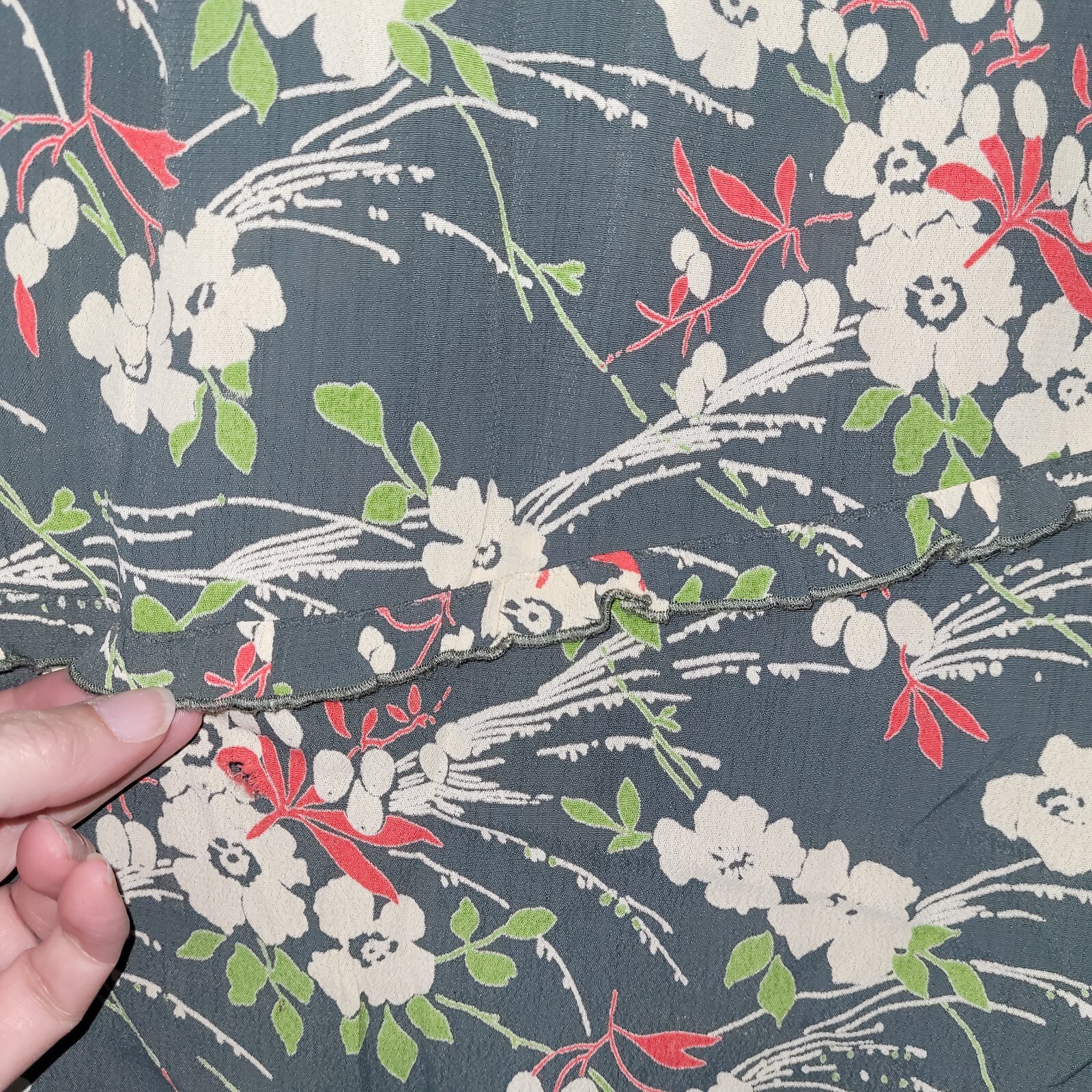 Karavan Skirt Women XL Green Floral Print Rayon A-Line Knee Length Office Casual