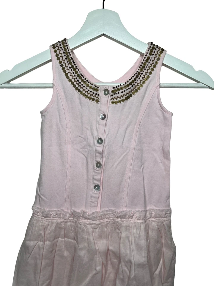Vestido Lili Gaufrette Niñas Talla 4 Rosa Sin Mangas Cuentas Fiesta Verano Vestido Foto 2 de 4
