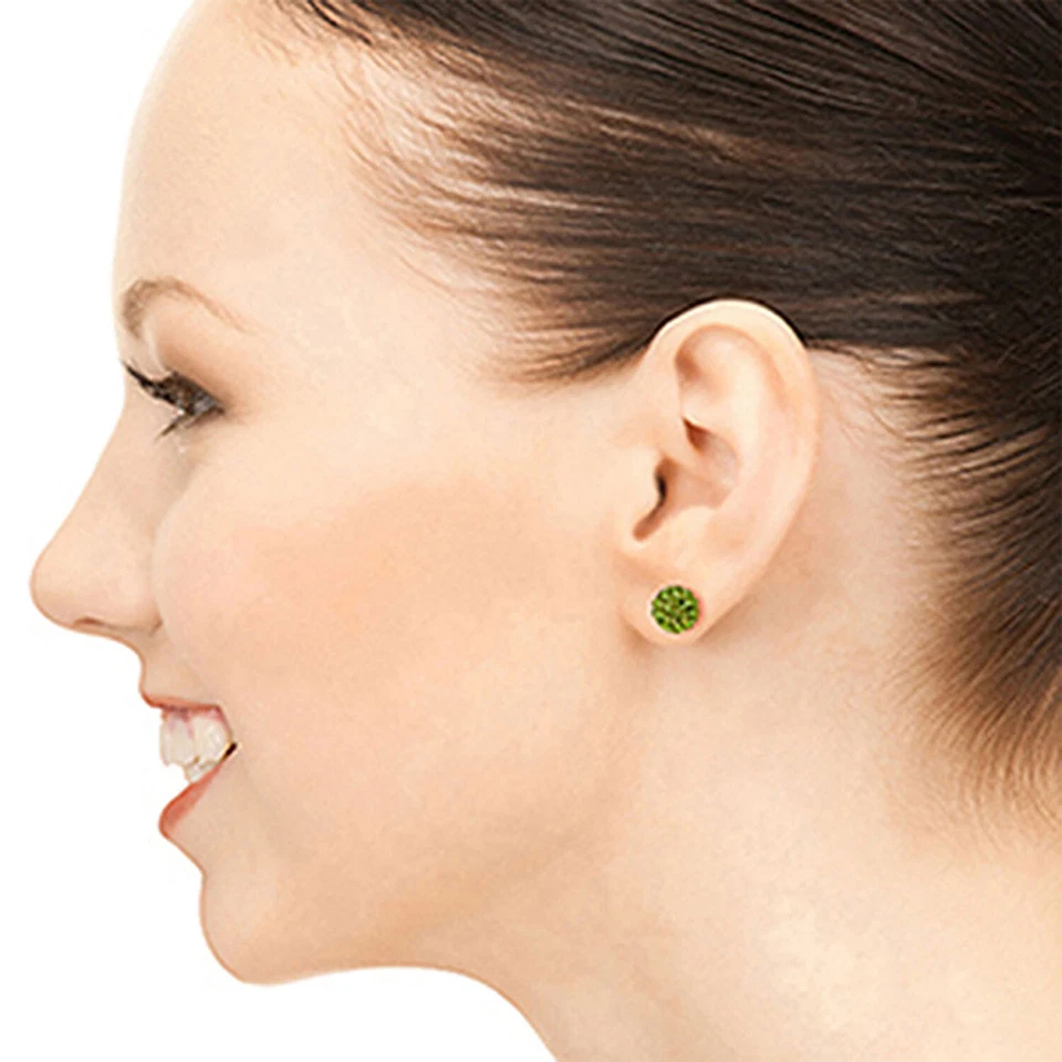 14K. PENDIENTES BOLA CIRCONITA CÚBICA VERDE ORO (Oro Blanco) Foto 2 de 4