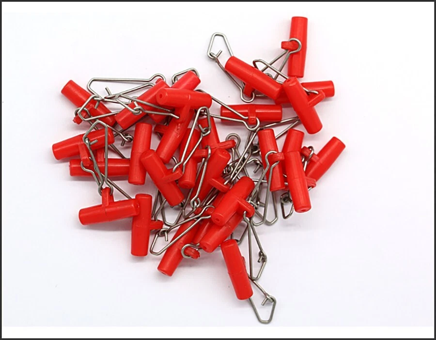 100Pcs rote Angelschnur Sinker Dias mit Duo Lock Angelclips mit Haken Snap Sinke - Bild 4 von 4