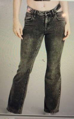 Cut Out High Rise Flare Jeans Washed Black Stretch Wild Fable 32'' Inseam