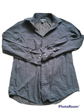 banana republic mens blue long sleeve button down plaid shirt large 16-16 1/2