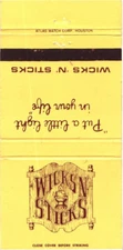 Wicks 'N' Sticks Put A Little Light In Your Life Vintage Matchbook Cover