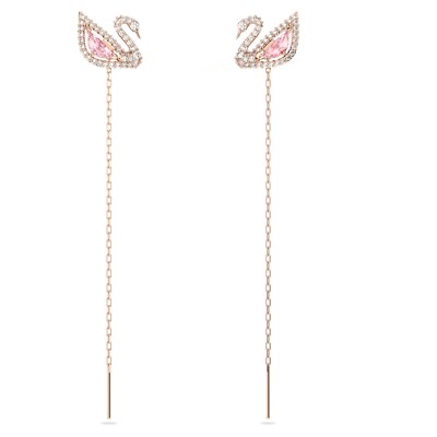Swarovski Dazzling Swan drop earrings Swan, Pink, Rose gold-tone