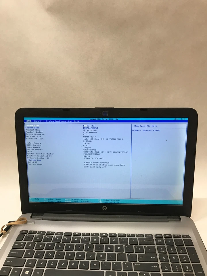 HP 15-ay137cl 15" Intel i7-7500U 16GB RAM NO HDD/OS For Parts BAD KB READ!! - DW - Image 2 of 4