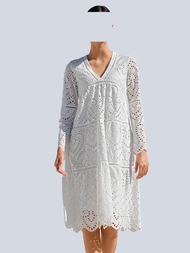 Alba Moda Kleid weiss in sommerlicher Lochspitze Gr. 42 0823964879 (G) - Bild 2 von 9