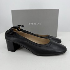 Everlane Italian Leather Day Heel size 7.5 Women's Black Elastic Back Comfort