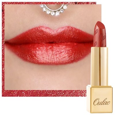 Oulac Orange Red Lipstick for Women with Metallic 3D Shine Lightweight Hydrat...