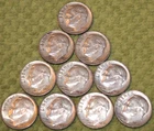 Group of Ten Roosevelt Dimes - All Dated 1964