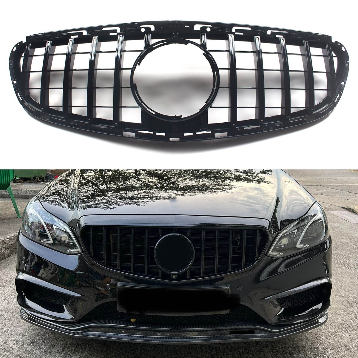 Black GT Style Front Grille For Mercedes-Benz W212 E300 E350 E400