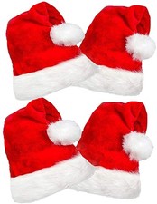 4 Pack Plush Santa Hats Christmas Party Cap Adult Size Xmas Holiday Unisex Set