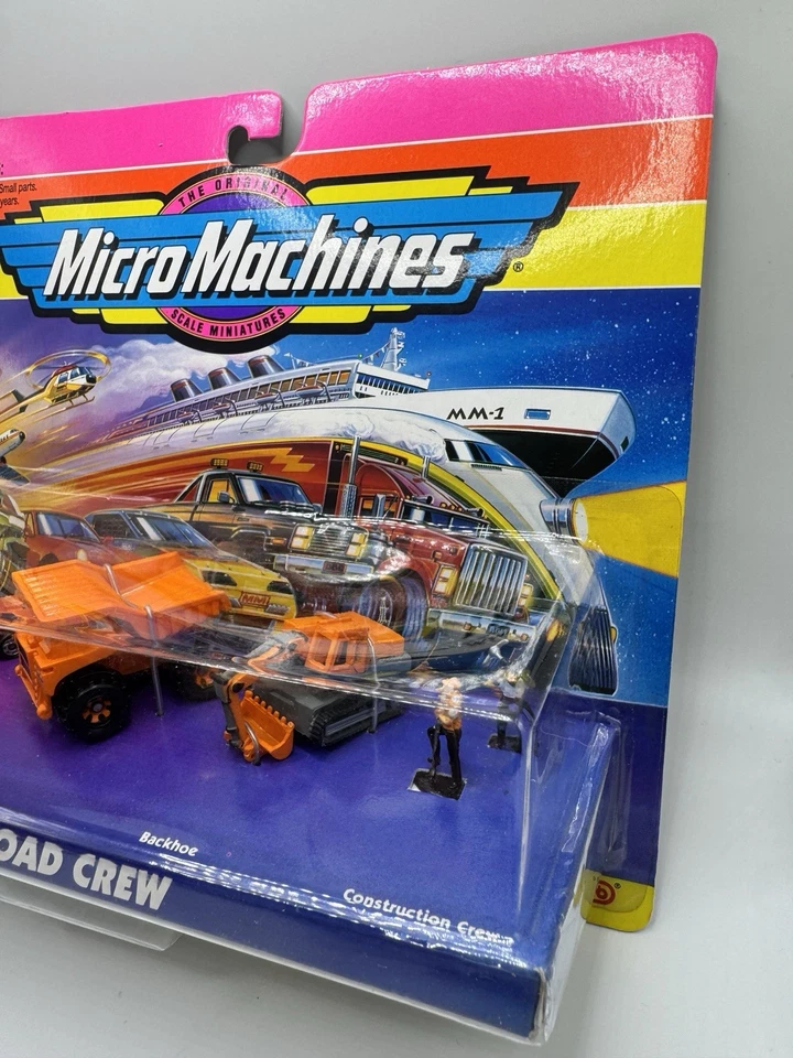 Винтажный Micro Machines #11 Road Crew 1995 Galoob Новый из старых запасов Самосвал Экскаватор Новый запечатанный - Изображение 4 из 4