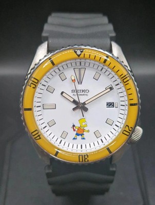 Seiko Herren Automatik Uhr Modifiziert Bart Simpson Scuba Diver 150m September 1994