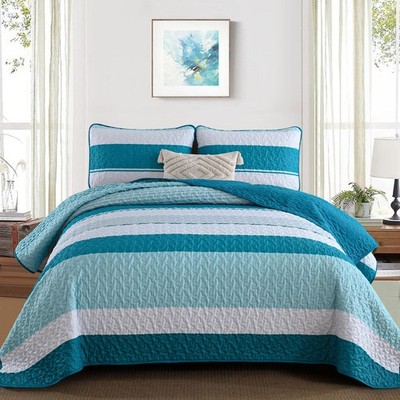 Dinjoy Boho Quilt Set California King Size,Teal King, Teal