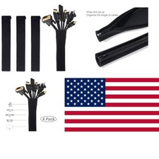 Flexible Cable Sleeve Wraps - 4 Pack, 19-20 Inches for Stylish Organization