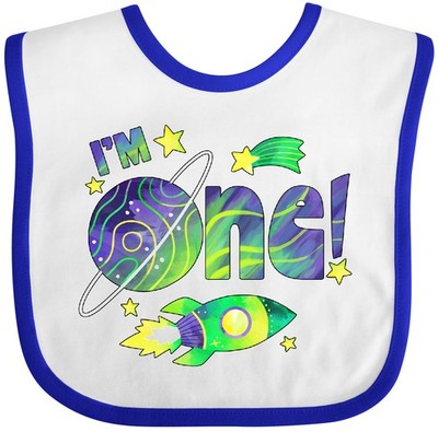 Inktastic I'm One!- Space Birthday With Rocket Baby Bib Birthdays First 1st 1