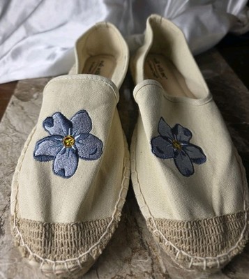 Coldwater Creek Walk With Me Espadrilles Shoes Size 7.5 Embroidered Flower