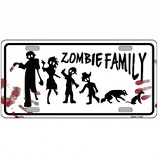 Zombie Family Metal Auto Tag License Plate Replica