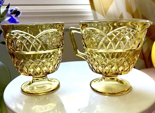 VTG 1930’s Amber Depression Federal Glass Mayfair Footed Creamer Dessert Dish