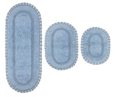 Hampton Crochet Reversible Bathmat 100 Cotton Bathroom Rugs Set, Washable